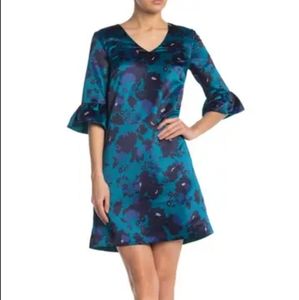 DRAPER JAMES Navy Floral Ruffle Sleeve A-Line Dress 2